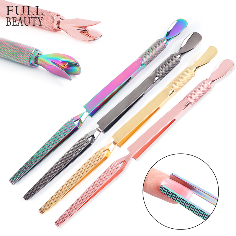 Rvs Vormgeven Pincet Nail Pincher Cuticle Pusher Soak Off Remover Multifunctionele Manicure Pick Trimmer Tool CHST01-04