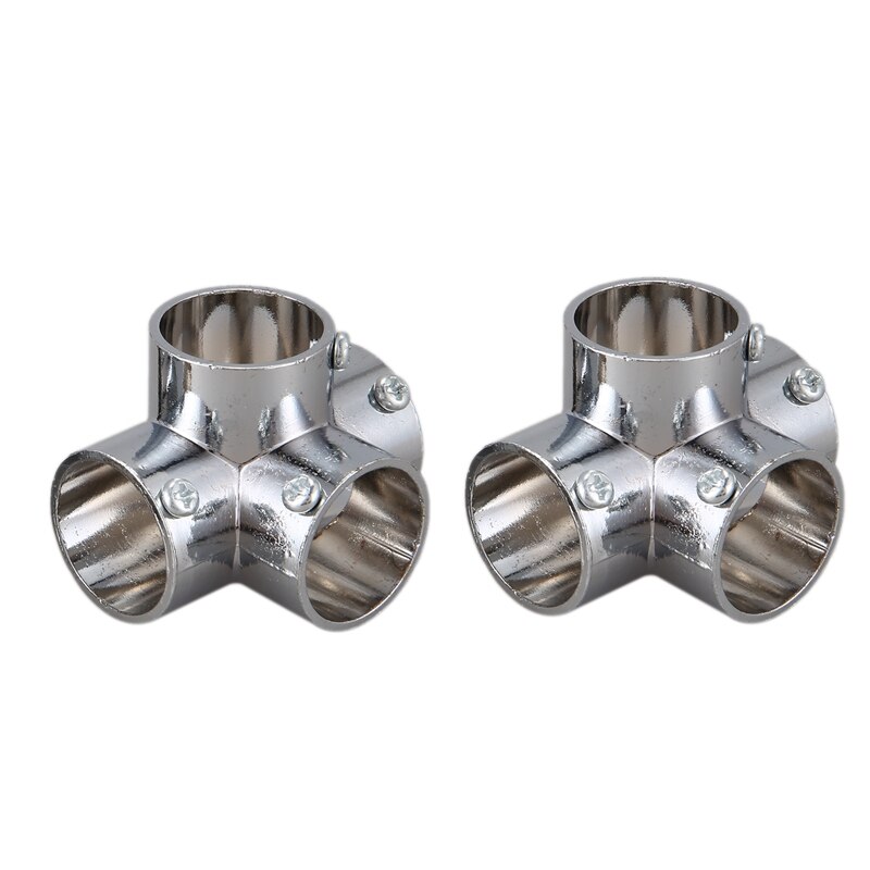 2PCS Stainless Steel Pipe Connector Zinc Alloy Bent Four-Way 25mm Round Pipe Shelf Joint