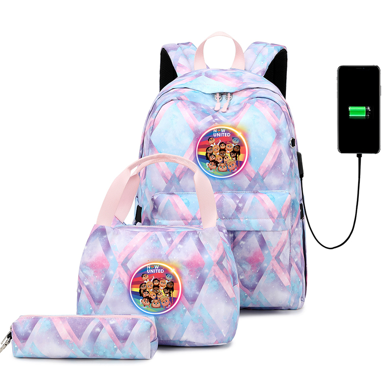 3 stücke Jetzt Vereinigten Schule Rucksack Student USB Lade Schöne Reise Rucksack Für Kinder Teenager Schule tasche Mochila: 010