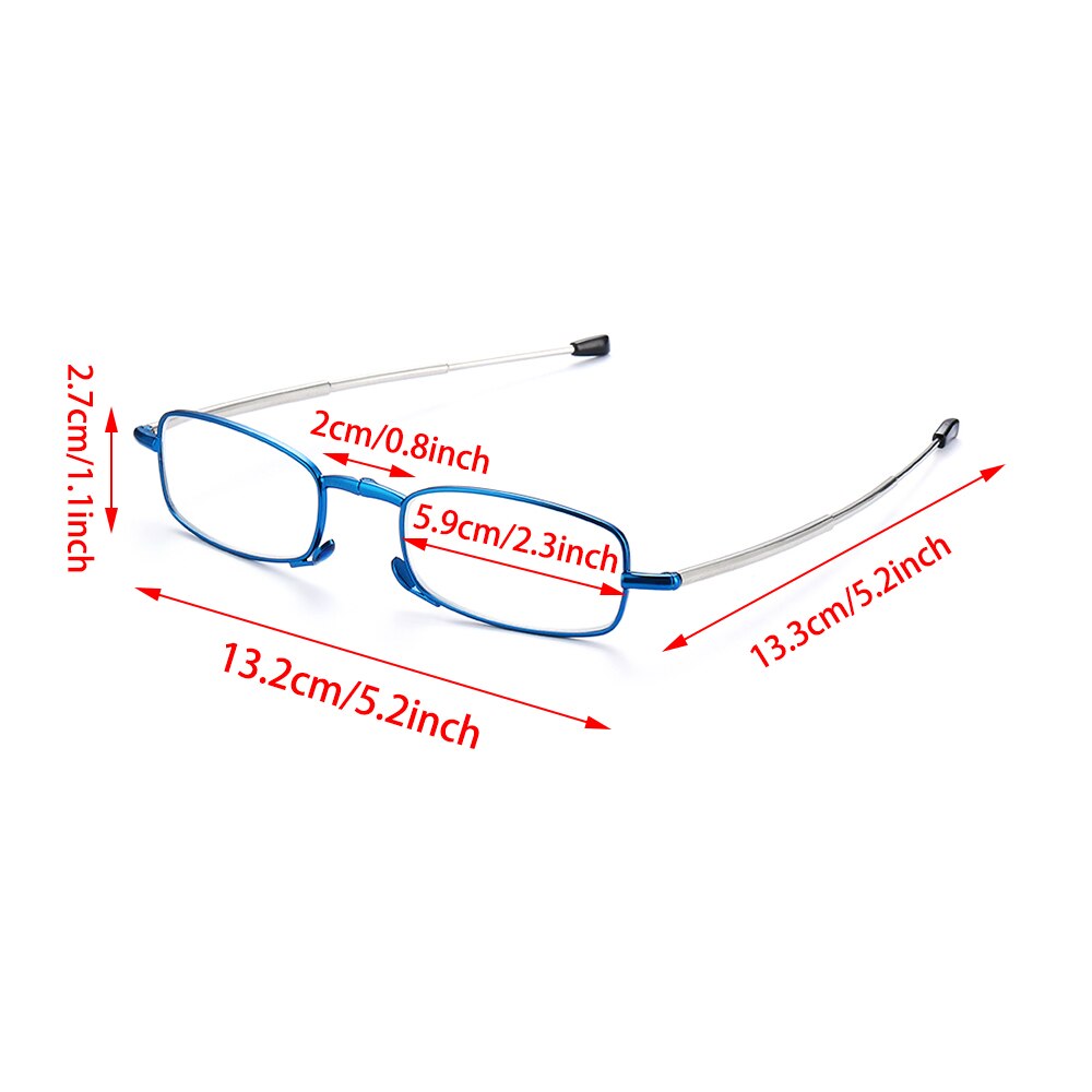 Men Women MINI Reading Glasses Folding Small Glasses Frame Black Metal Glasses Includes Original Case +1.0-4.0