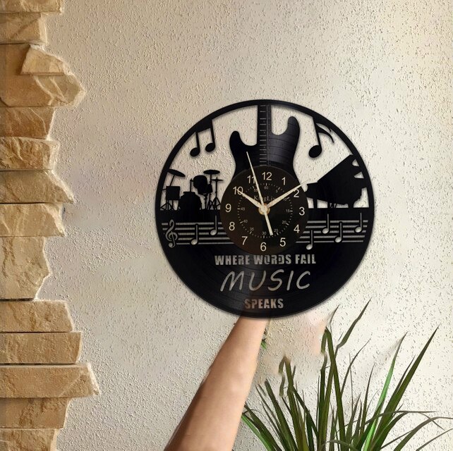 Musical Led Vinyl Wall Clock 12 Inch Quartz Antique Style Large Decorative Decorate your bedroom living room