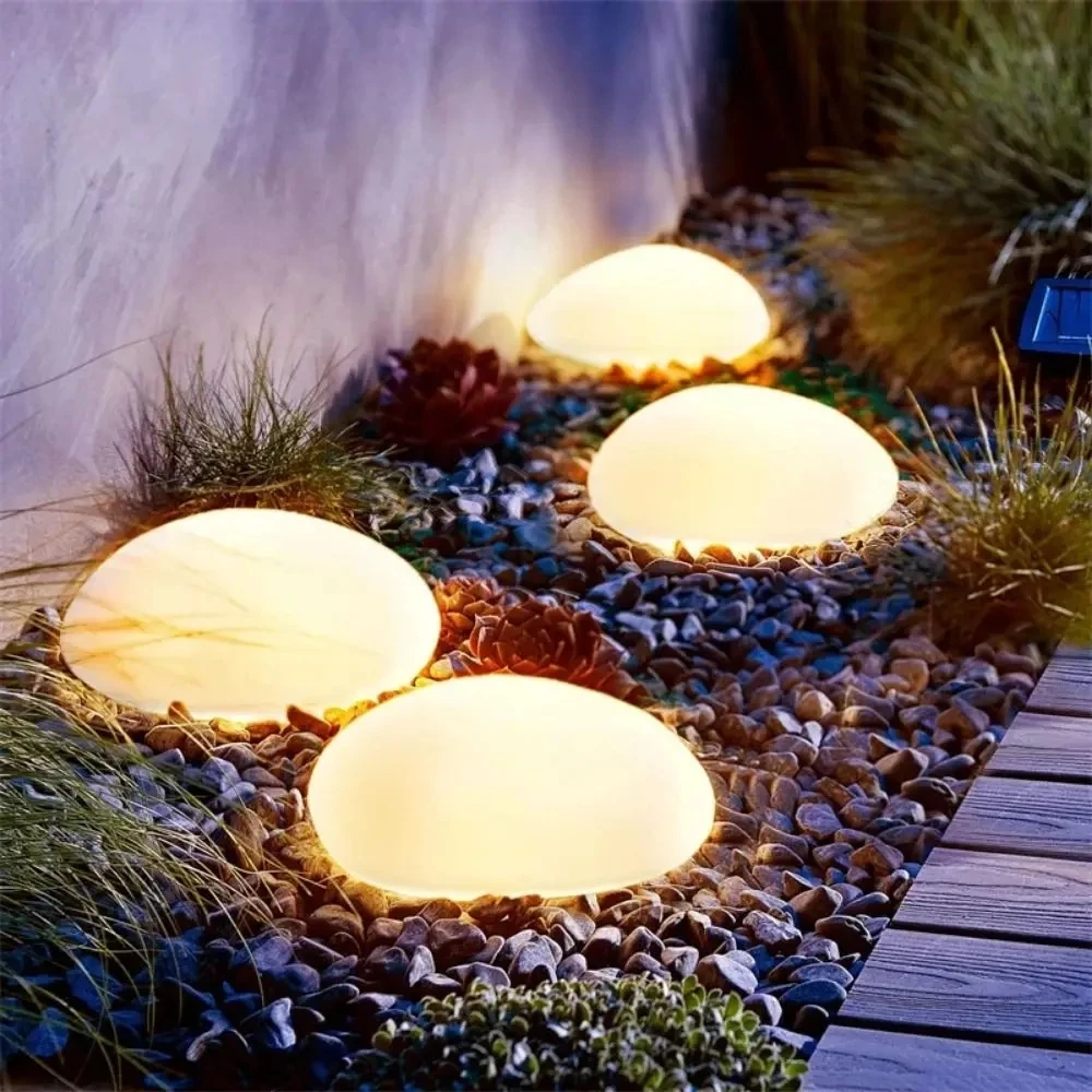 Solar-Dekorationslampe, mattierte Bodenlampe, wasserdicht, tragbar, energiesparend, Laterne, Kieselstein-Rasenleuchte, Gartenlampe für Zuhause