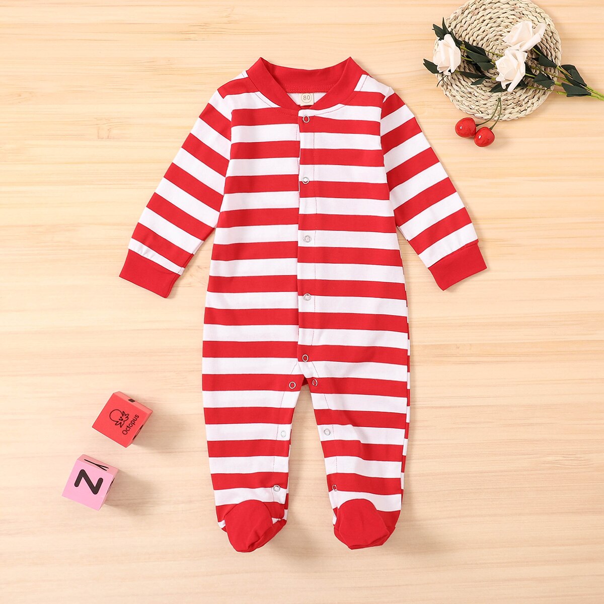 pudcoco Newborn Baby Boy Girl Long Sleeve Romper Jumpsuit Christmas Stripe Santa Clothes One Pieces Autumn Outfit 0-24M