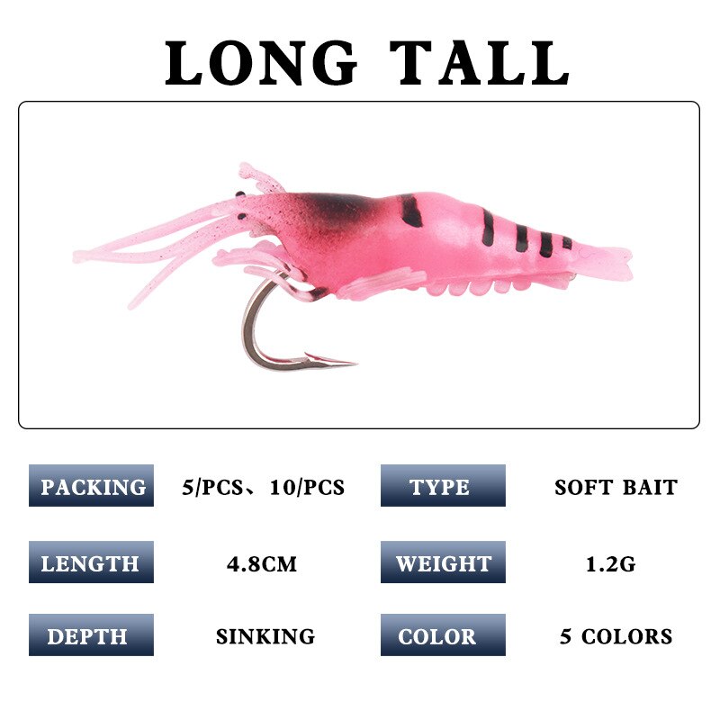 luminoso Gambero silicone artificiale esca simulazione morbido gambero con ganci carpa traballante per pesca affrontare/adescare/Accessori mare