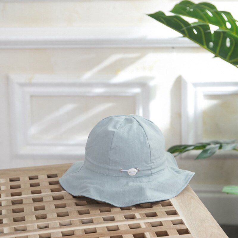 Sombrero de bebé para exteriores de verano, gorros de doble cara para niña, protección solar para chico, gorro de playa sólido, sombrero de algodón para niño, sombrero de cubo de niños: blue