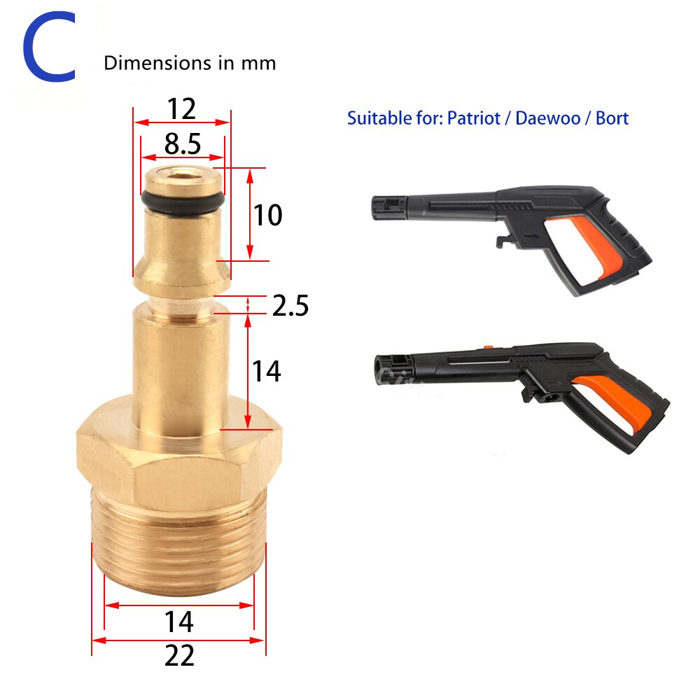 Wysokociśnieniowa myjnia samochodowa konwerter węża M22 gwint do AR Patriot Daewoo Lavor Black Decker Bosch Bort myjka ciśnieniowa: For Bort Daewoo