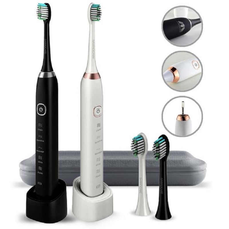 Szczoteczka elektryczna Sarmocare S100 5 modeli bezprzewodowy akumulator z 4 szt. Wymienne głowice czasowe IPX7 wodoodporne