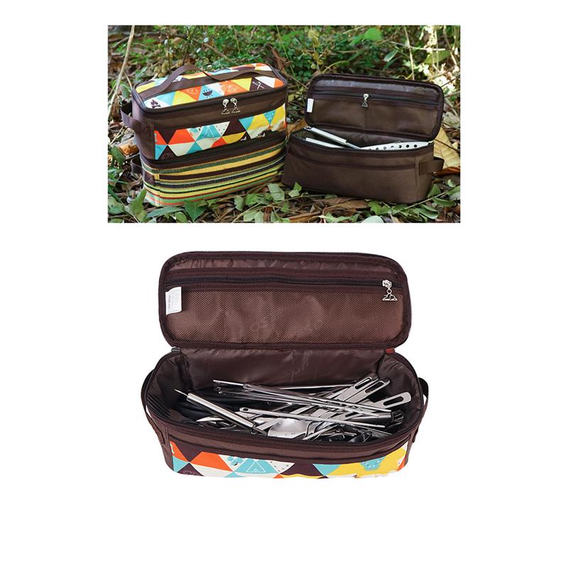 1pc panelas saco de armazenamento utensílios de mesa saco de viagem portátil saco de cosméticos bolsa de higiene pessoal para churrasco de acampamento ao ar livre (café)