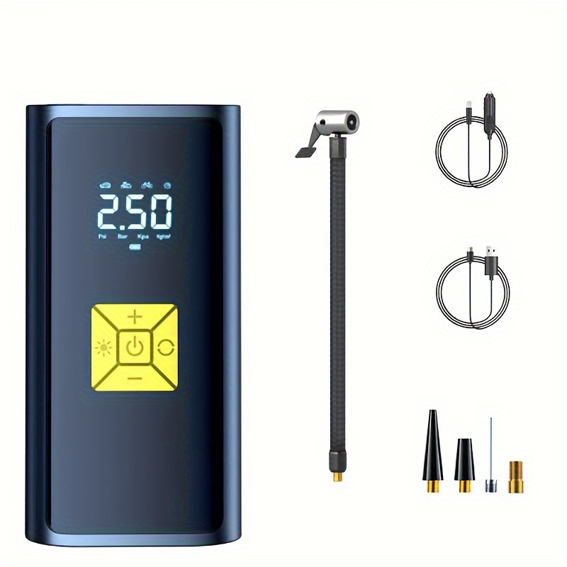 Wireless car air compressor electric tire inflation pump suitable for motorcycle, bicycle, boat, car tire ball: Yellow