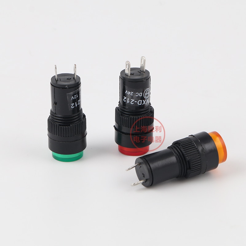 5 stk / parti 12mm 2 ben indikator led lampe signal pilot lampe nxd -212 led strøm indikator lys 6v/12v/24v/36v/110v/220v p104
