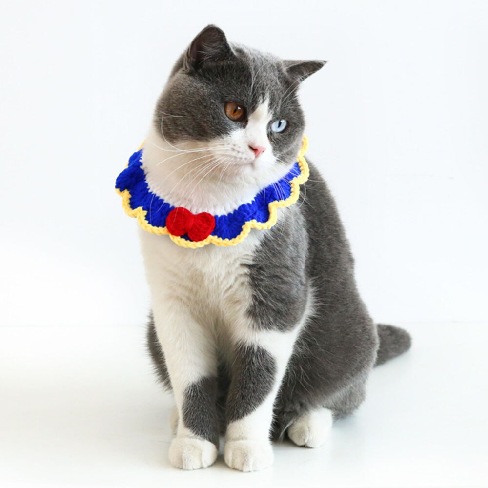 Bandanas de Gato, accesorios para el cuello, pajarita, Collar de ganchillo decorativo de Navidad para gatitos, bufanda de lana tejida a mano para perros pequeños