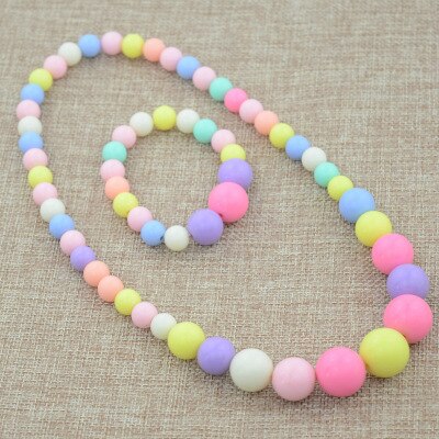 Kleur Strand Resin Kralen Kralen Student Kinderen Ketting Set Lange Ketting Boho: 4