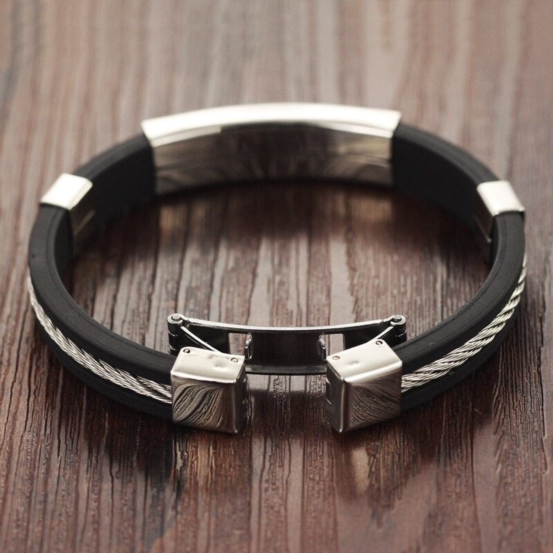 Männer Armbinde Edelstahl Draht Silikon Armbänder cool Mann lässig Armbinde Trend Männlichen Schmuck Zubehör MPH946