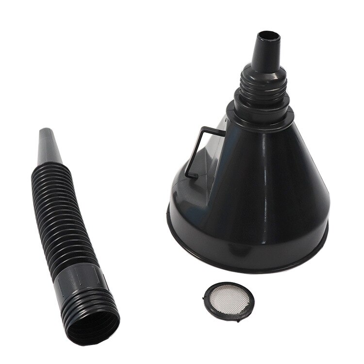 2 in 1 Plastic Funnel Can Spout For Oil Water Fuel Petrol Diesel Gasoline Car Accessories Black