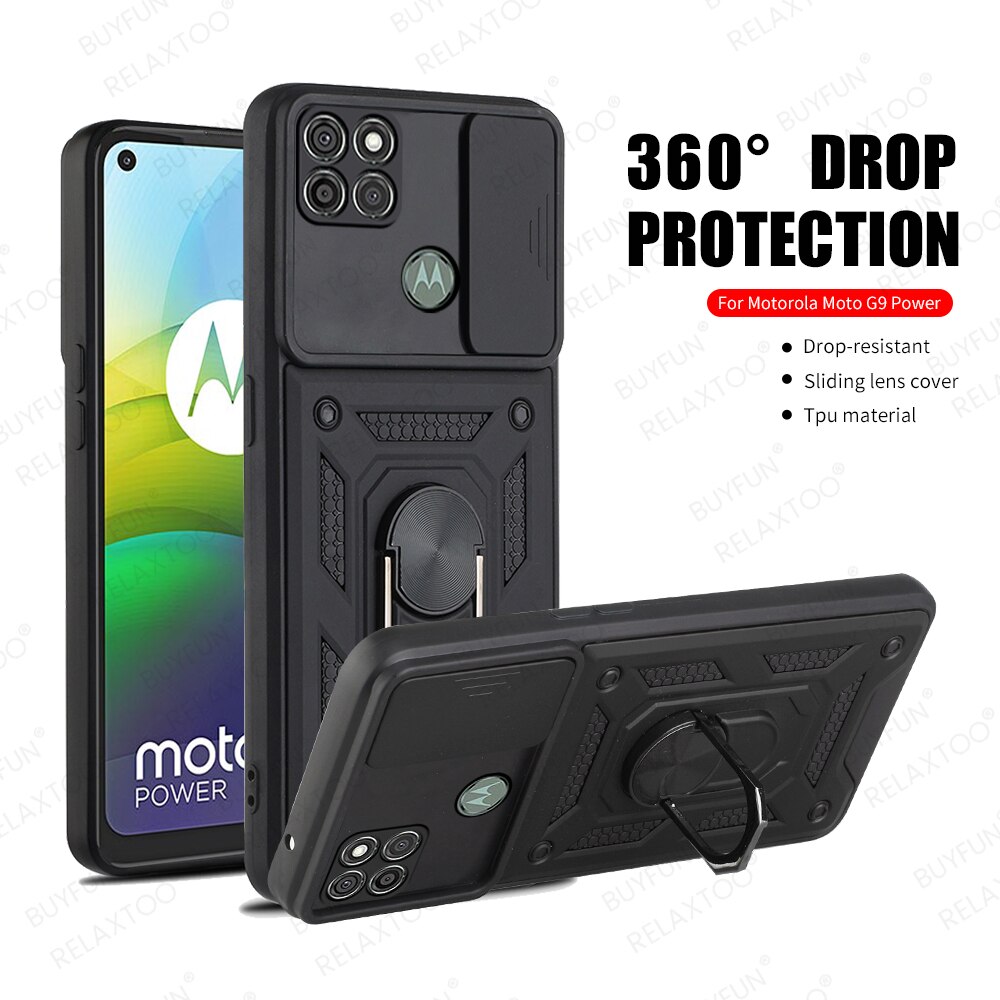 Armor Metal Case Voor Motorola Moto G9 Power XT2091-3 XT2091-4 Vinger Ring Houder Stand Cover Fundas Voor Moto Rola G 9 G9 Power