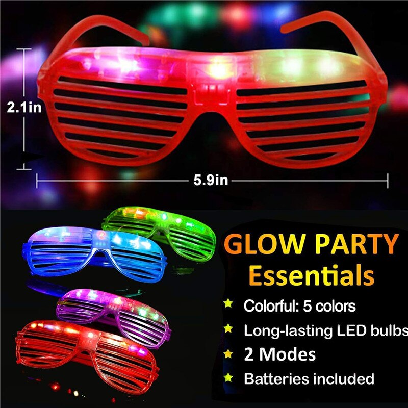 10Pcs/20pcs Pack LED Glasses Flash Luminous Blind Eyewear Light Eye Mask Blinking Glowing Glasses for Halloween Christmas Party