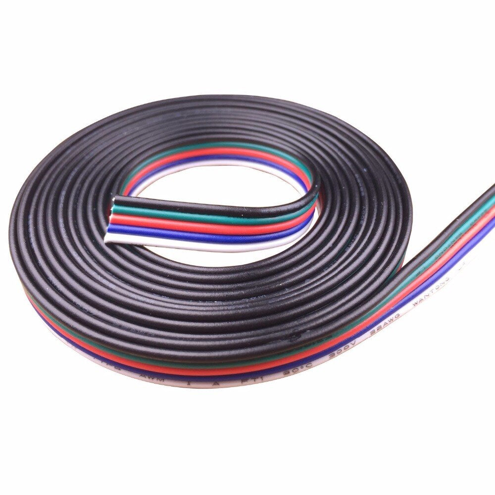 RGBW 5pin LED Strips Light RGBW LED Strip Extension Cable Connector,5 Way Flat Ribbon Cable for 5pin LED Tape Light ST265
