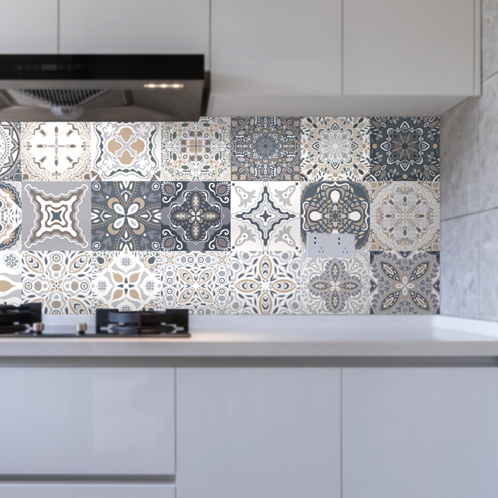 Furniture Unique Tile Sticker Mural 20pcs Self Adhesive Waist Line Wall Decals Waterproof Tile Floor Stickers