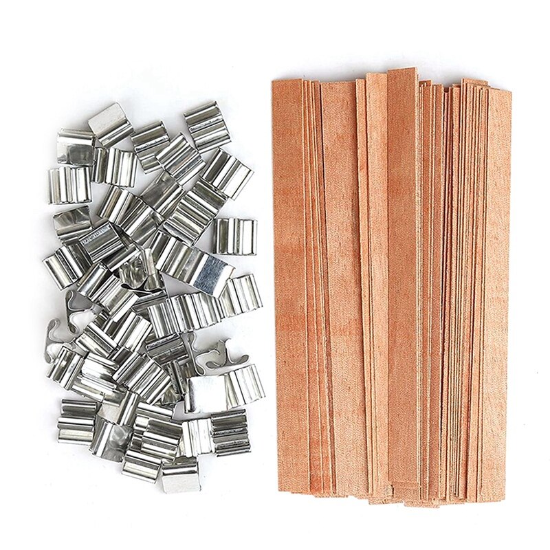 Mechas para velas de madera, mecha de madera Natural con soporte de hierro mecha ambiental para fabricación de velas y velas DIY Craft 12,5x75mm: Default Title