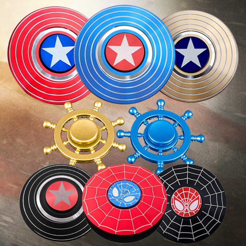 Captain America Fingertip Gyro Shield Alloy Spinner Decompression Toy Fidget Spinner Hobbies for Adults Stress Relief