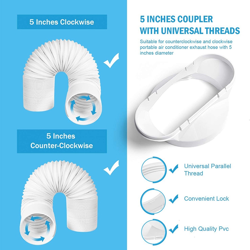 Kit de ventana de aire acondicionado con acoplador, sello de ventana ajustable para unidad de CA, Kit de ventilación de CA deslizante para manguera de escape