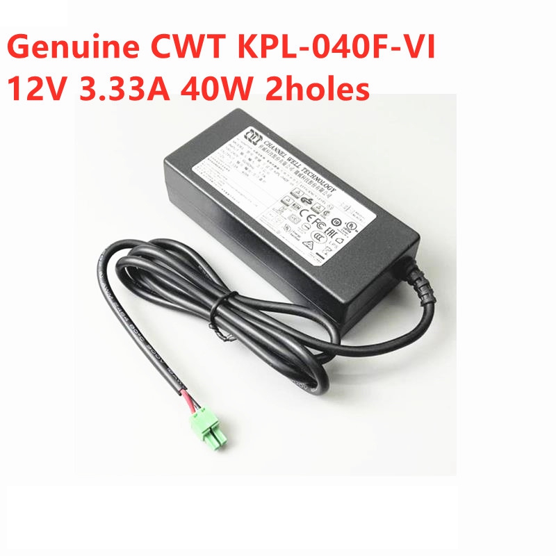 Genuine CWT KPL-040F-VI 12V 3.33A 40W 2holes KPL-040F AC DC Adapter For LCD Display Hikvision Dahua Camera Power Supply Charger