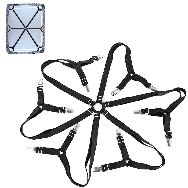 12 grampos de folha de cama elástica prendedor de cinto cinta antiderrapante colchão clip fixadores capa cobertores prendedores organizar gadget: 12 Clips Black