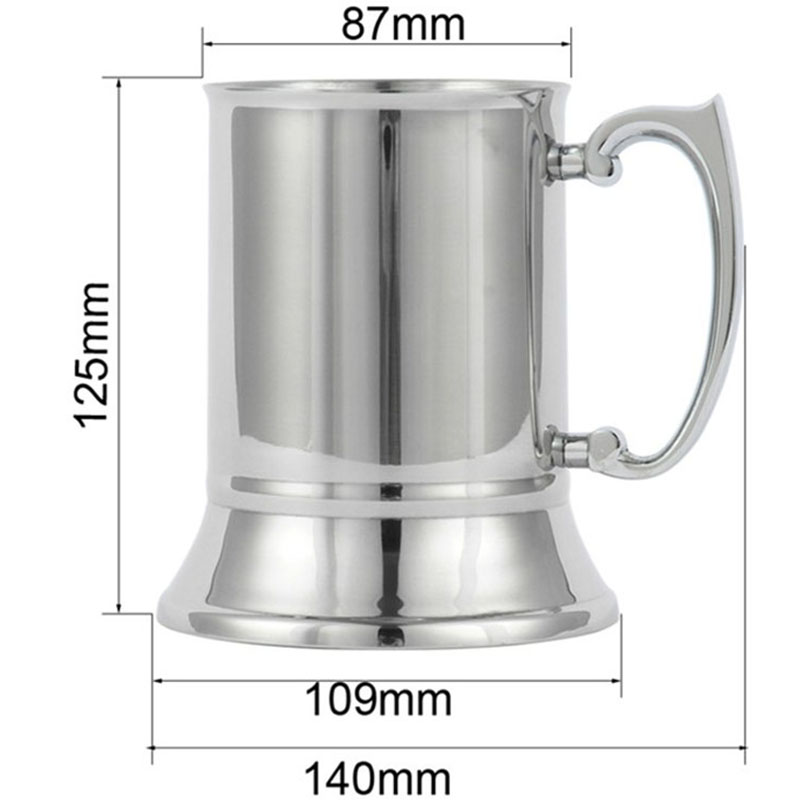 450Ml Double Layer 304 Stainless Steel Beer Mug Cocktail Flame Cup Handle Coffee Cup Breakfast Milk Cup With Handle Cof