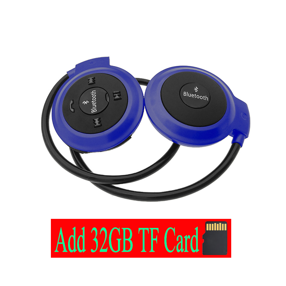 8 Hours Work Strong FM Radio 503 Bluetooth 4.0 Headset Mini 503 Sport Wireless Headphones Earphone + 64GB 32GB 16GB 8GB TF Card: Blue Add 32G TF Card