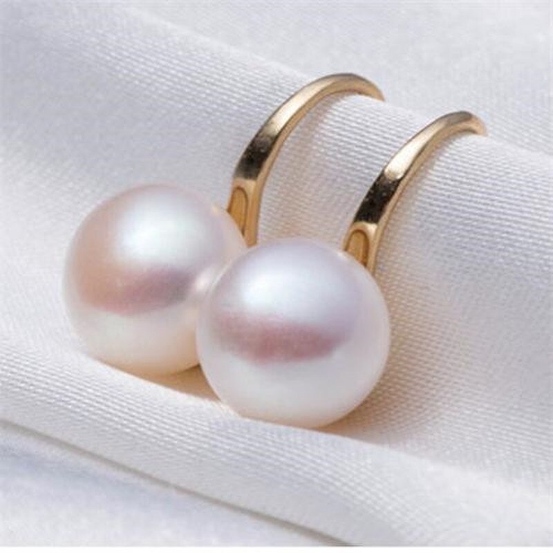 Vrouwen Exquisite Eenvoudige Big Clear Parel Oorbellen Ronde Witte Parel Oorbellen Sieraden Klassieke Oorbellen Voor Bruiloft Elegante