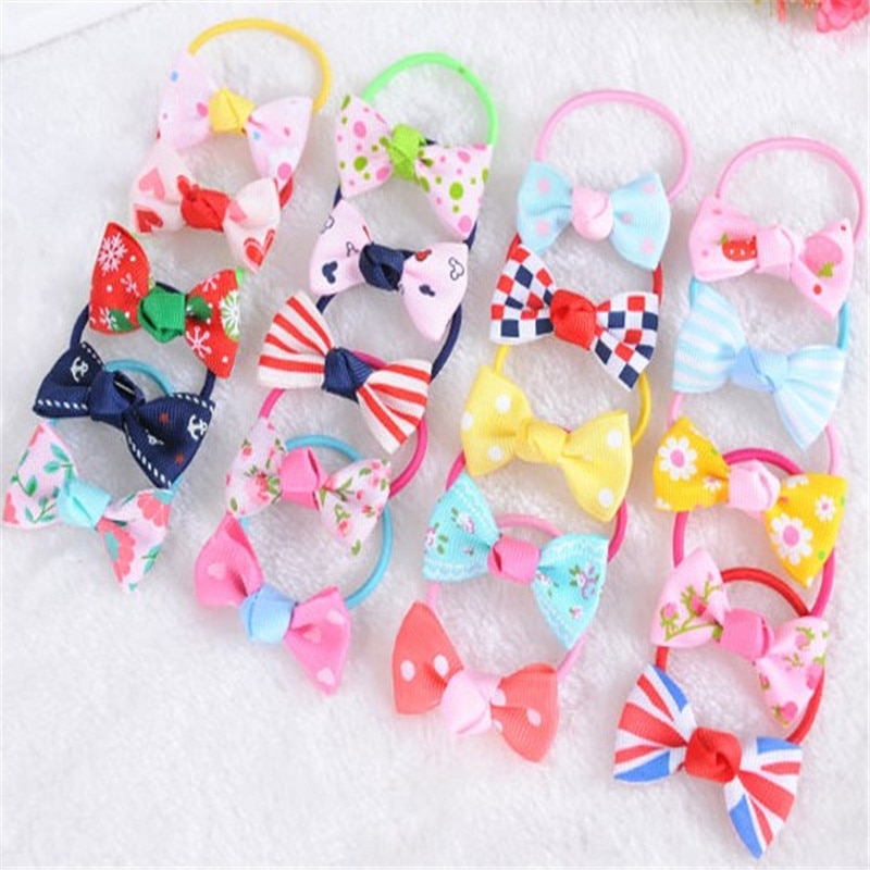 20 stuks/partij meisjes haaraccessoires kawaii stippen haarspeld elastische haarbanden bloem haarspeld strikken hoofdtooi schattige haarbanden voor kinderen