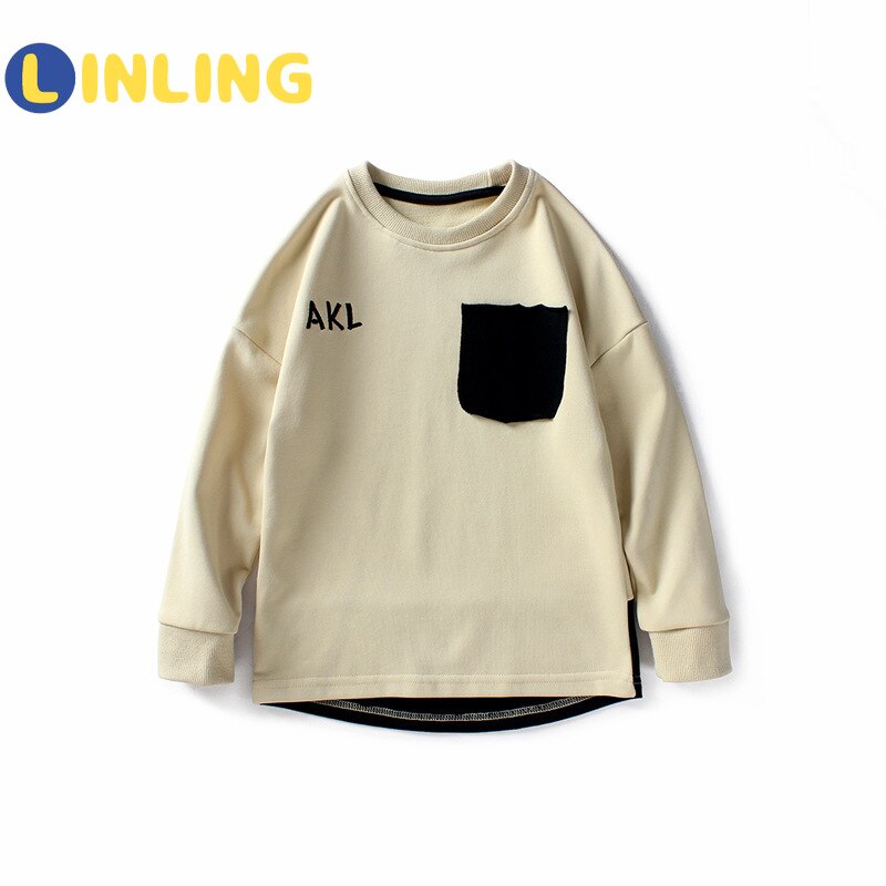 Linling Lange Mouw T-shirts Jongens Leuke Casual Jongen Tees Lente Herfst Kids Kleding P211