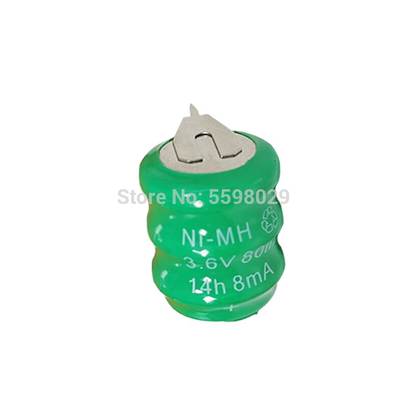 80mah 3.6v Original Brand Ni-MH Rechargeable Button Cell Battery Ni MH Batteries With Pins