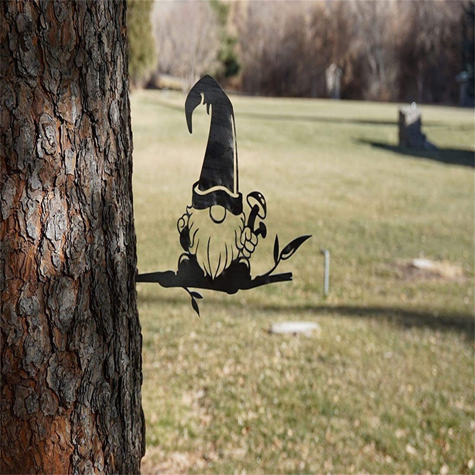 40# Garden Santa Claus Sculptures Outdoor Art Garden Branch Decoration Backyard Metal Elves Deco Gorgeous Garden Accessory