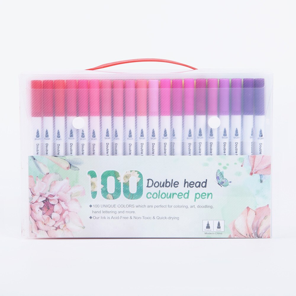 Rotuladores de doble punta para niños y adultos, juego de 12/24/36/48/60/80/100, rotuladores de arte para pintar y dibujar, material escolar: 100colors