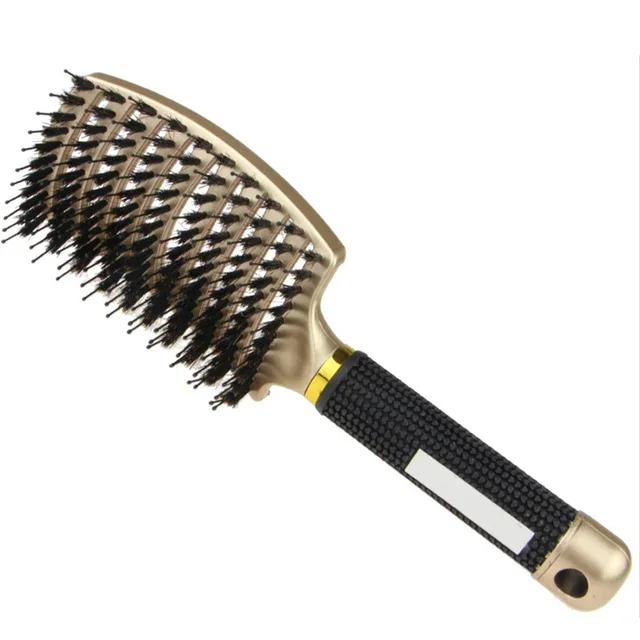 Cepillo para desenredar el cuero cabelludo, peine para masaje, cerdas de nailon para mujeres, cepillo mágico para el cabello rizado, herramientas de estilismo para salón de peluquería,: Amarillo