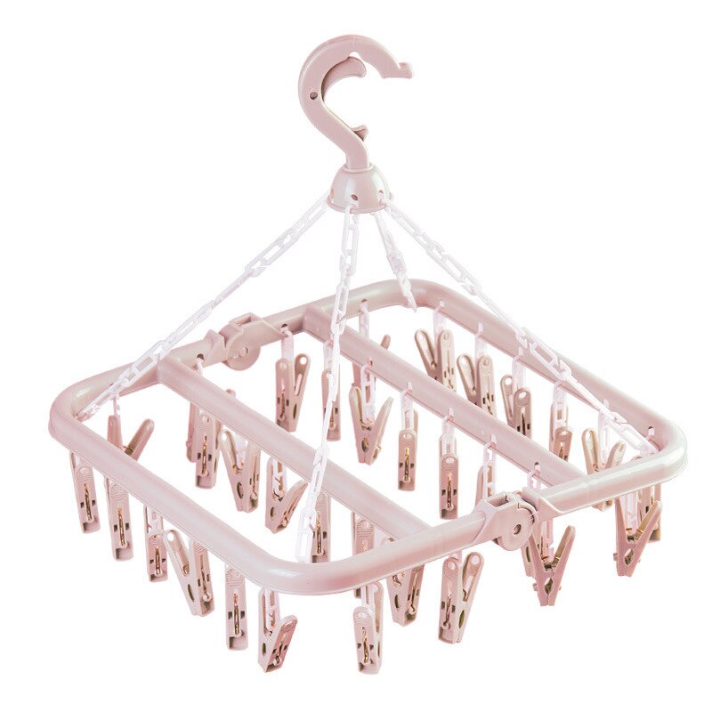 32Clips Rack secado de ropa Clip de plástico de calcetines a prueba del viento secado estante giratorio hogar calcetines ropa secador de productos: 1
