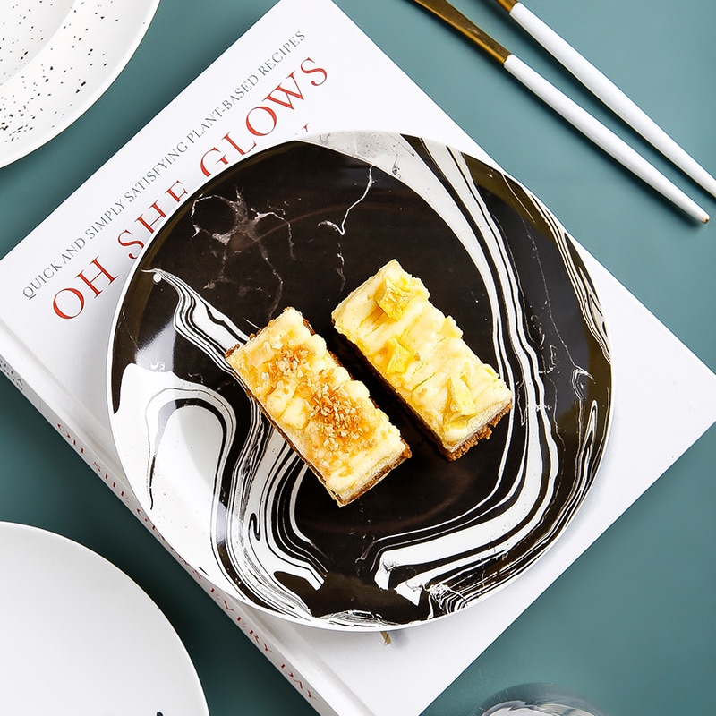 Płyta ceramiczna styl skandynawski kreatywne naczynia stek talerz śniadaniowy oryginalny projekt domowe okrągłe zastawa stołowa ins przybory kuchenne