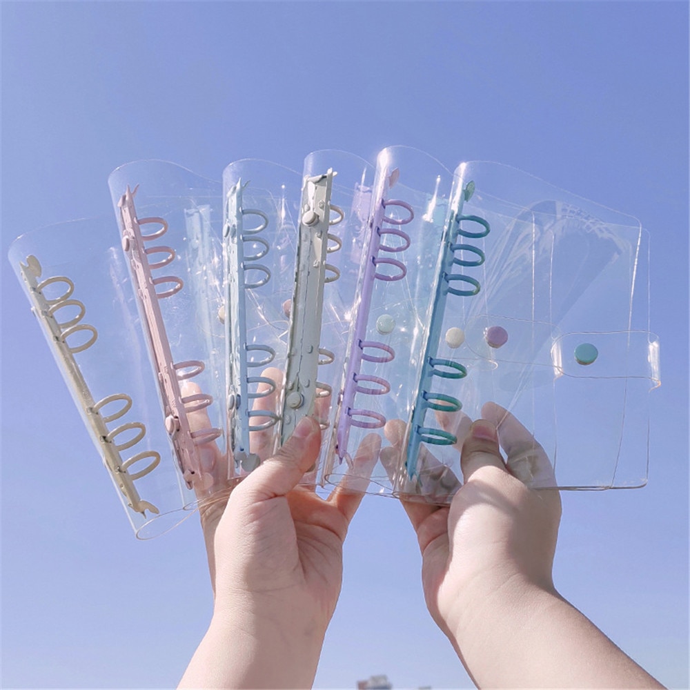 A5 A6 Loose-Leaf Notebook Cover PVC Notebook Diary Bullet Cover 6 Hole Binder Clip Notebook Office Planner Korean Stationery