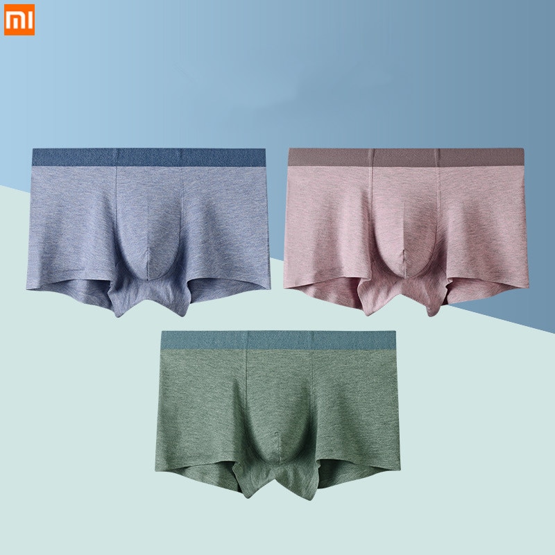 3 unids/lote, ropa interior Xiaomi para hombres, hilo de fibra de color, ropa interior sin costuras para hombres, nuevas bragas exuberantes para hombres, boxer , calzoncillos transpirables