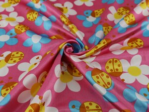 Carton Sunflower Satin Children Pattern Craft Satin Cosplay Fabric Charmeuse: pink