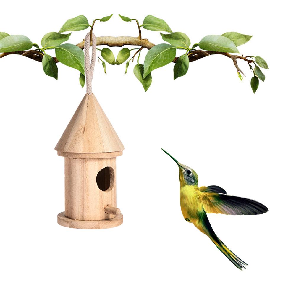 Casa de madera para pájaros DIY, bonito colgante para exteriores, Nido de Pájaro montado en la pared, jaula para cacatúa, juguete, casa de pájaros, decoración de jardinería
