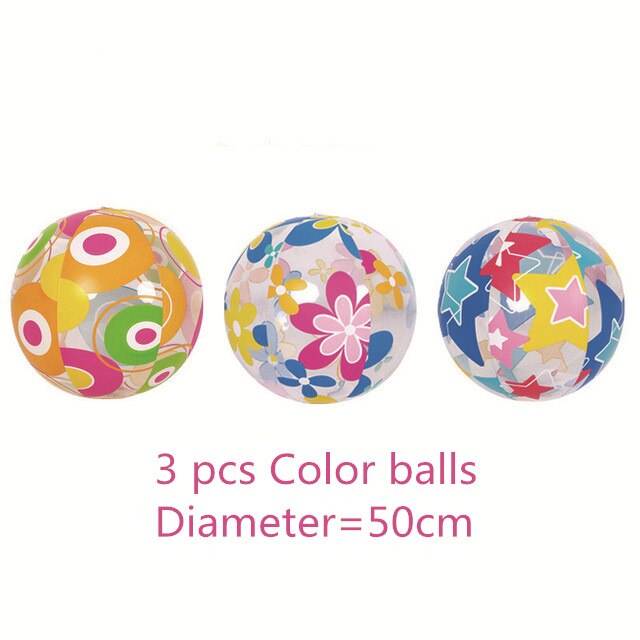 PVC Flashing Ball Color Inflatable Beach Ball Transparent Water Toy Photo Props Outdoor Summer Water Fun Swim Toys: 3 pcs B