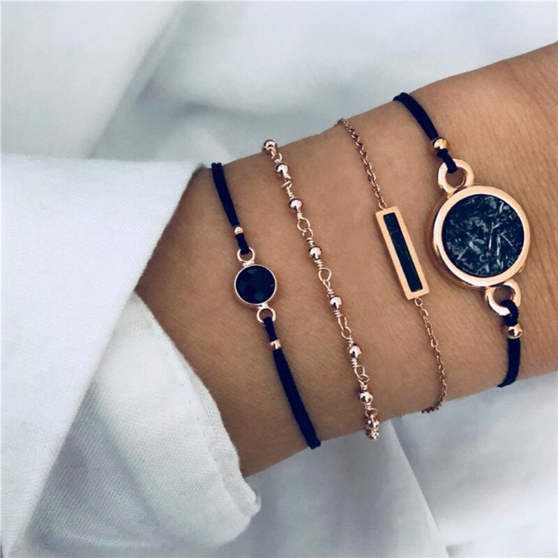 Nykøb 5 stk/sæt vintage sølvfarvede boheme armbånd wave geometrisk charme armbånd til kvinder fest smykker: 30029