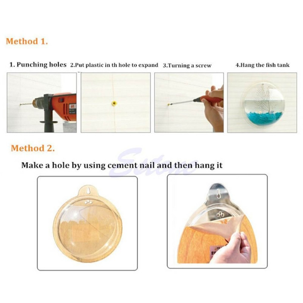 Transparent Plant Wall Mounted Hanging Fish Tank Flower Round Vase Pot Acrylic Bowl Bubble Aquarium Home Decoration 2 Sizes