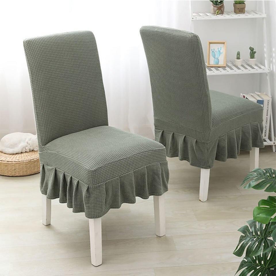 Super Soft Polar Fleece Fabric Skirt Style Chair Cover Elastic Chair Covers Spandex For Kitchen/Wedding Chair Covers Dining Room: Matcha