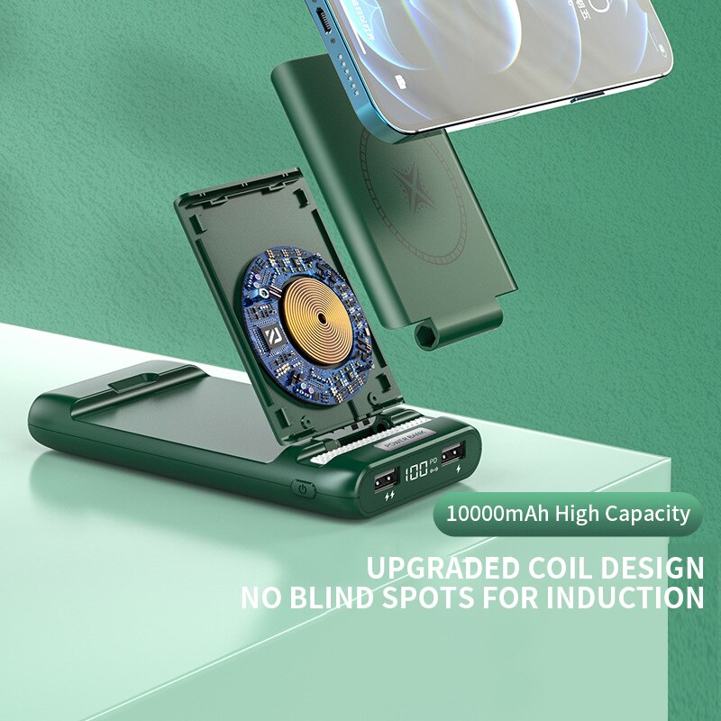 PINZHENG – batterie externe Portable 10000mAh, 22.5W, charge rapide sans fil, pour iPhone, Powerbank 10W