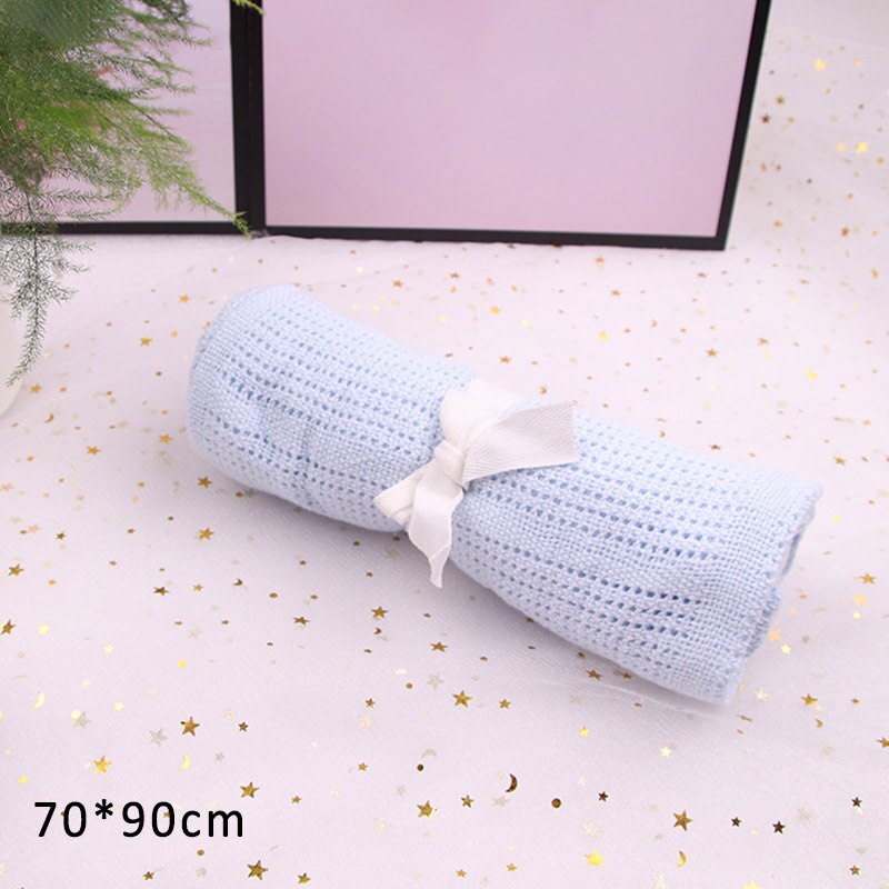 1 pçs cor pura algodão macio toalha de banho do bebê cobertor multifuncional recém-nascido infantil swaddle wrap bebê mês cobertores: Light blue