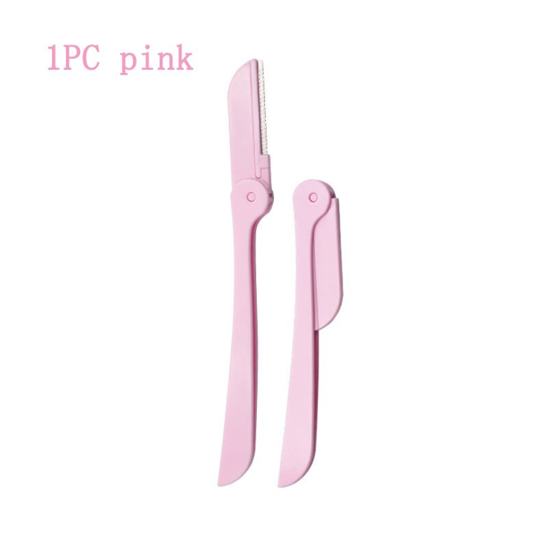 Kit de depilación portátil para cejas, maquinilla de afeitar facial para mujer, juego de cosméticos de corte plegable para cejas, 1/3 / 6 uds.: 1PC Pink