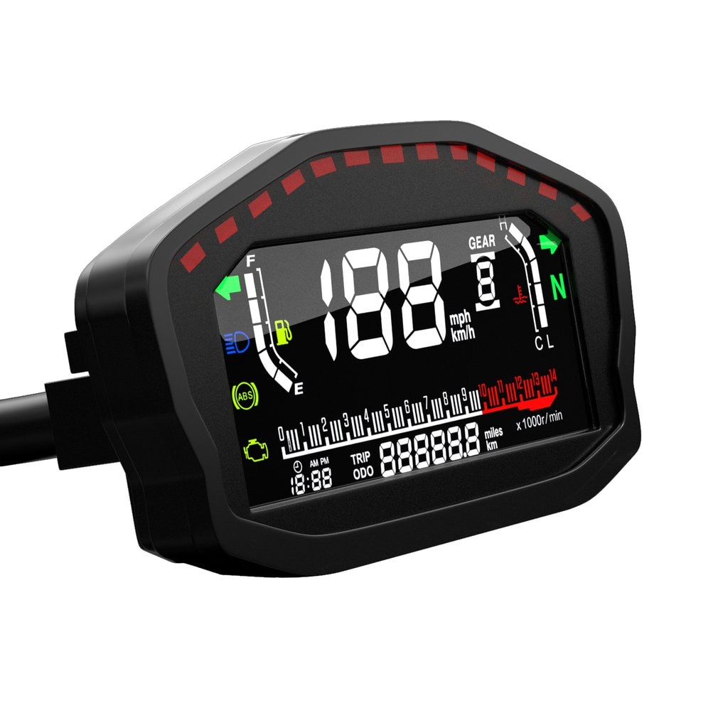 Motorfiets Lcd-kleurenscherm Kilometerteller Toerenteller Retrofit Lcd Digitale Meter Speed Watertemperatuur Brandstof Gauge